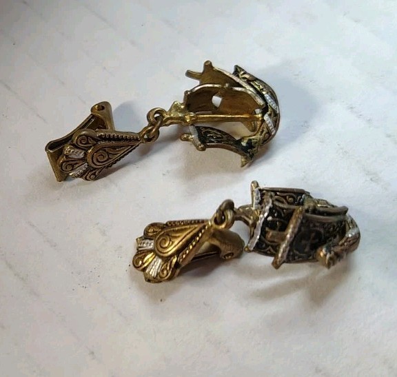 Vintage 1950’s Clip On Earrings Spanish Ship Pirate Nautical
