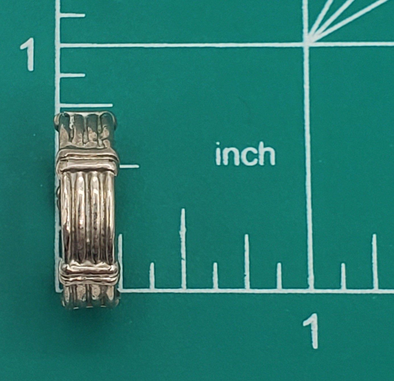 925 Ribbed Band Ring Sz 5.5 Sterling Silver 3g Unisex Bamboo Pinky Stacked Look