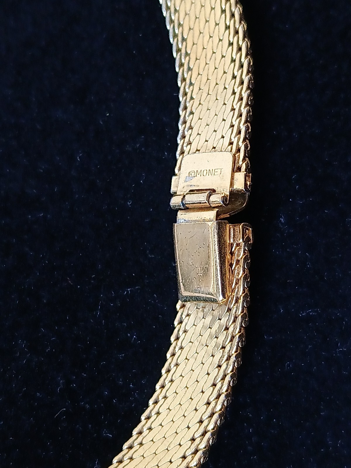 Vintage Monet Gold Plated Wide Mesh Snake Chain Choker Necklace