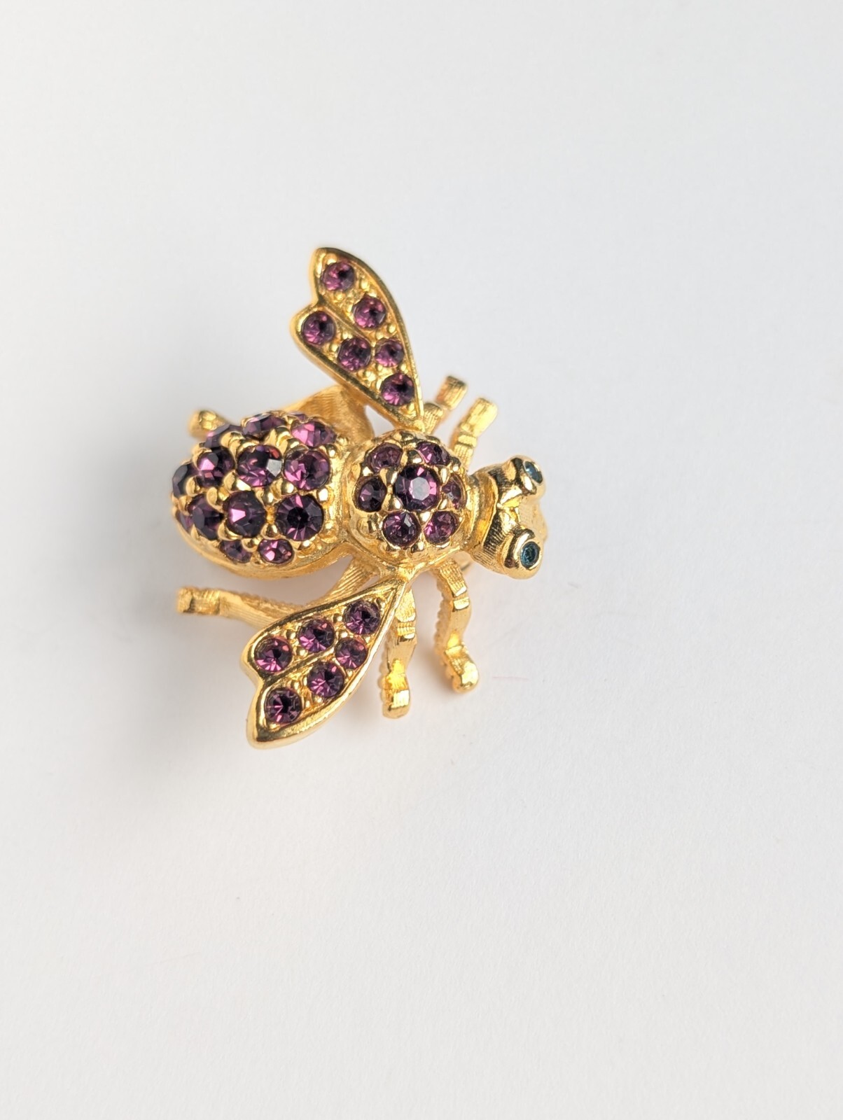 Joan Rivers Gold Tone Purple And Blue Crystal Honeybee Brooch Pin