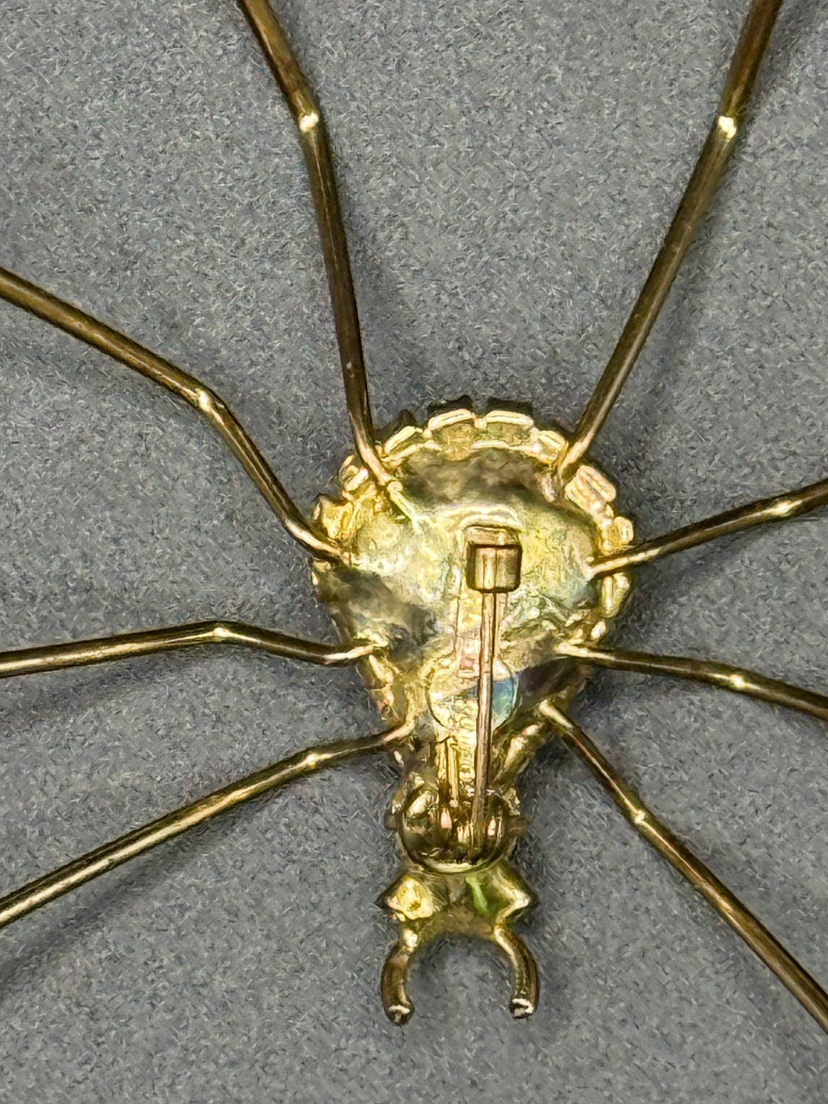 Vintage Gold Tone Rhinestone Spider Brooch