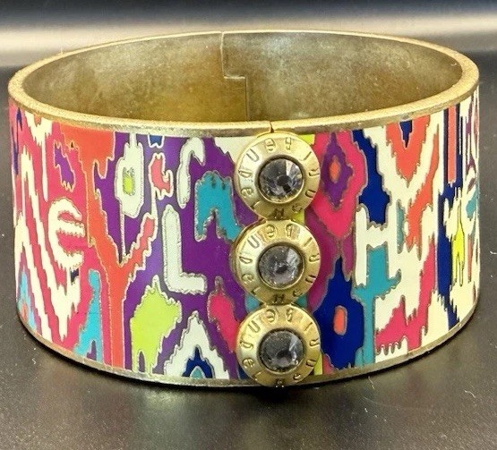 Y2K Henri Bendel Ny Tribal Inspired multicolored Enameled Inkat Bracelet Bangle