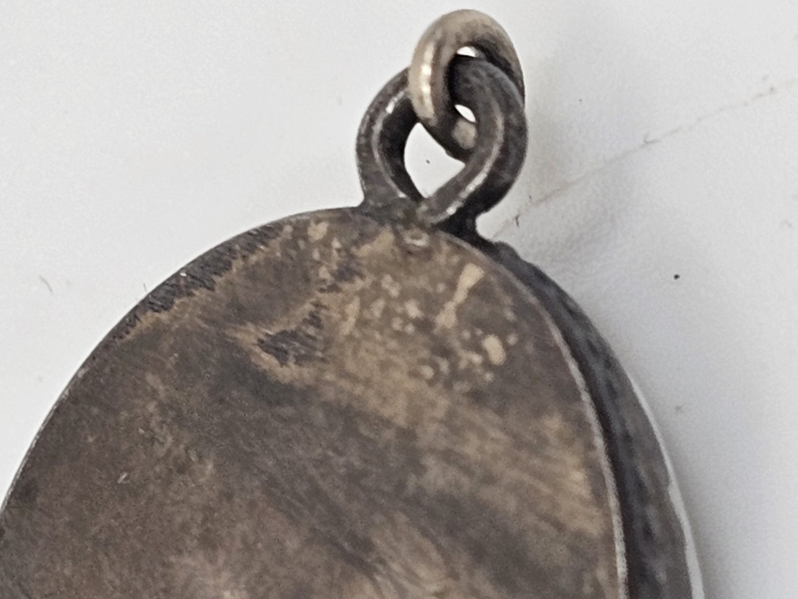 VINTAGE STERLING PENDANT WHITE & BROWN STONE OVAL ESTATE JEWELRY COLLECTIBLE