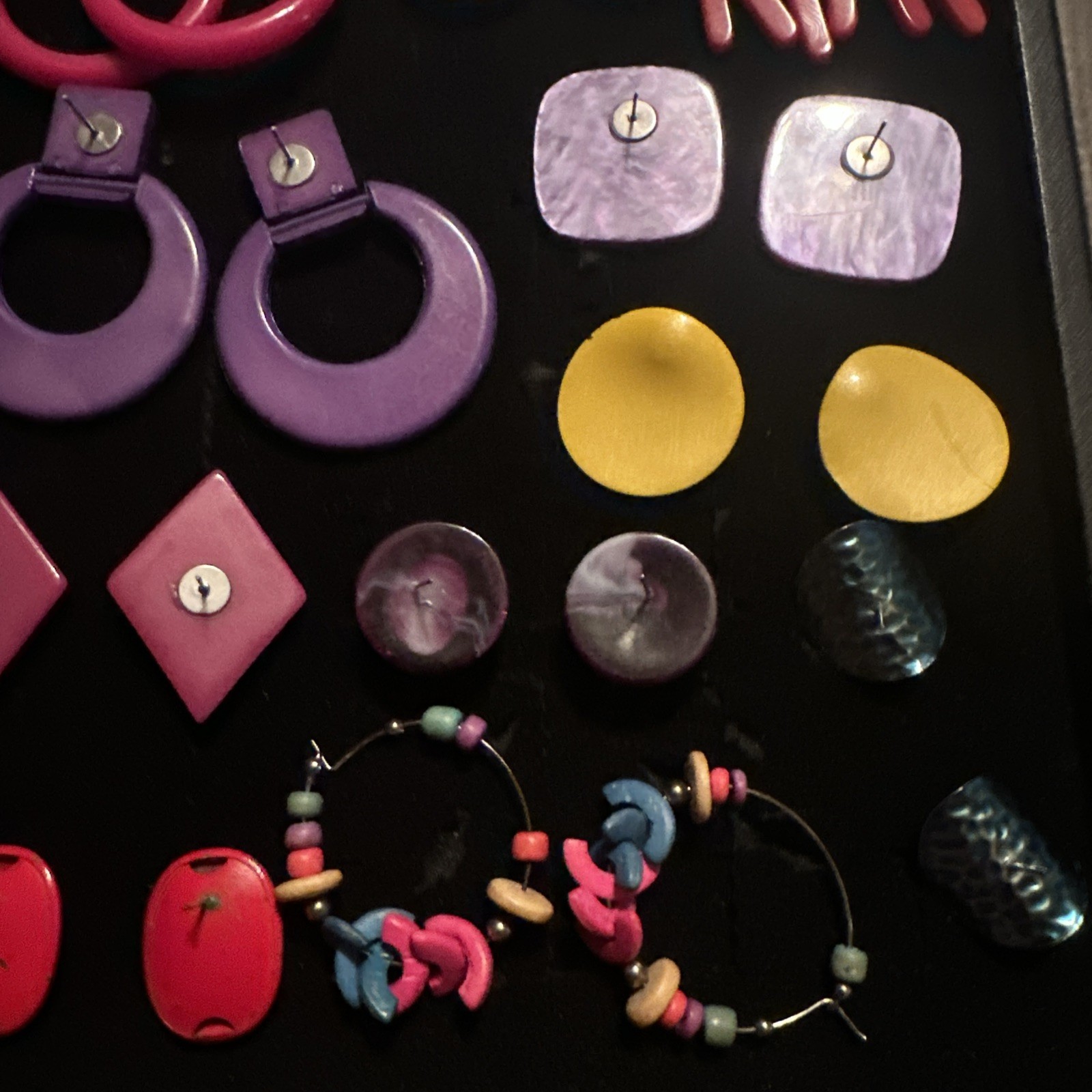 Vintage Costume Jewelry Lot Chunky Bold 80s Earrings Colorful Pop Retro Bold 1