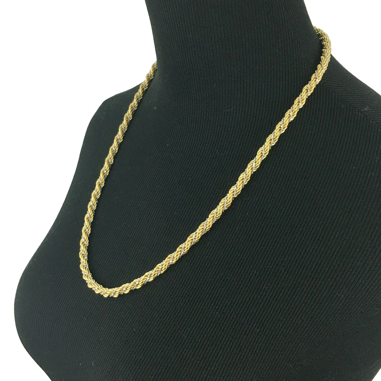 MONET vintage necklace – 2-tone gold & silver thick rope chain 24″ sister clasp