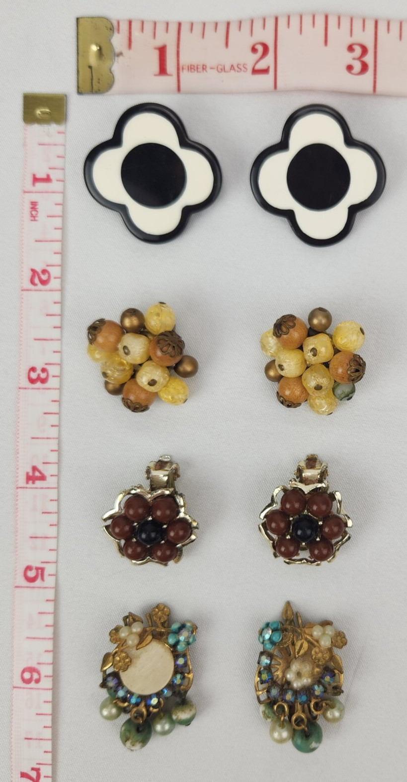 VTG Clip-On Earrings Lot of 4 Beaded Beauty Retro Fashion 1950s-1980s
