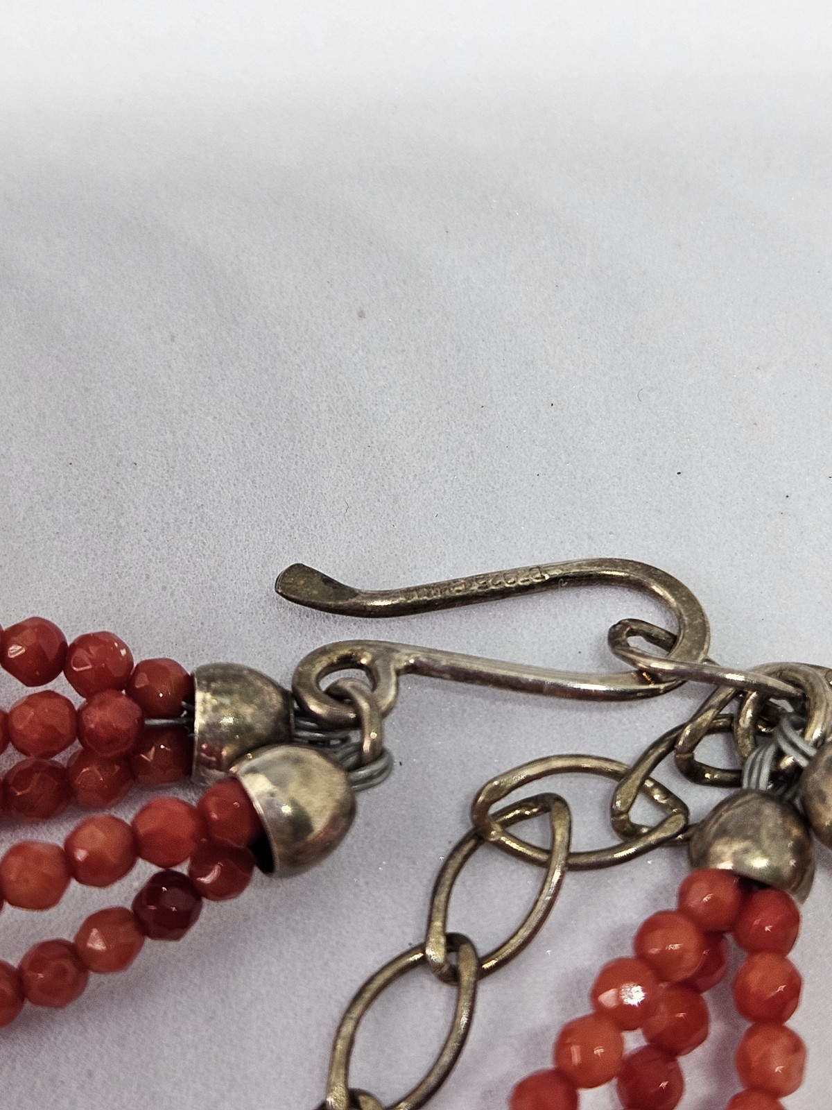 Jay King 5 Strand Red Coral Bead Necklace 925 Hook Clasp