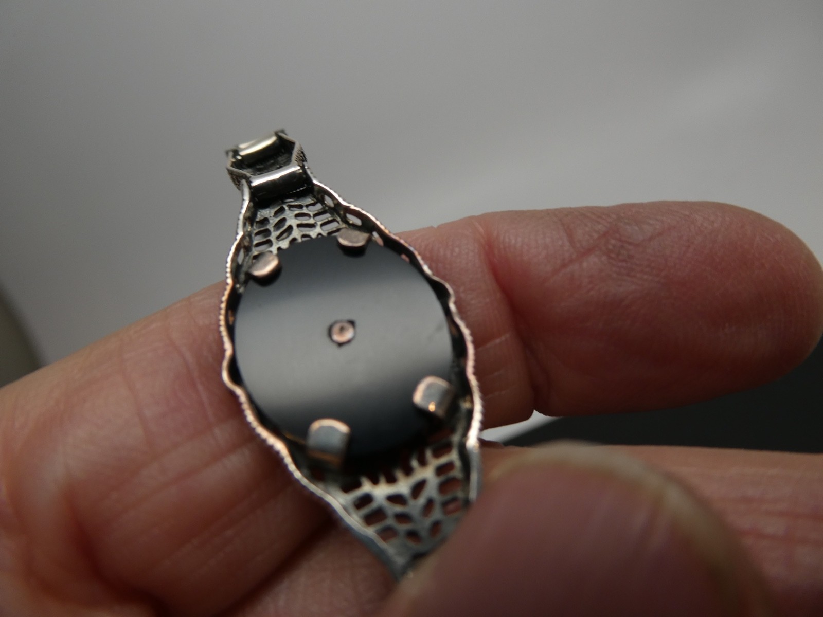 Vintage Diamond & Onyx Sterling 925 Filigree Tennis Style Bracelet Size 6 3/4″