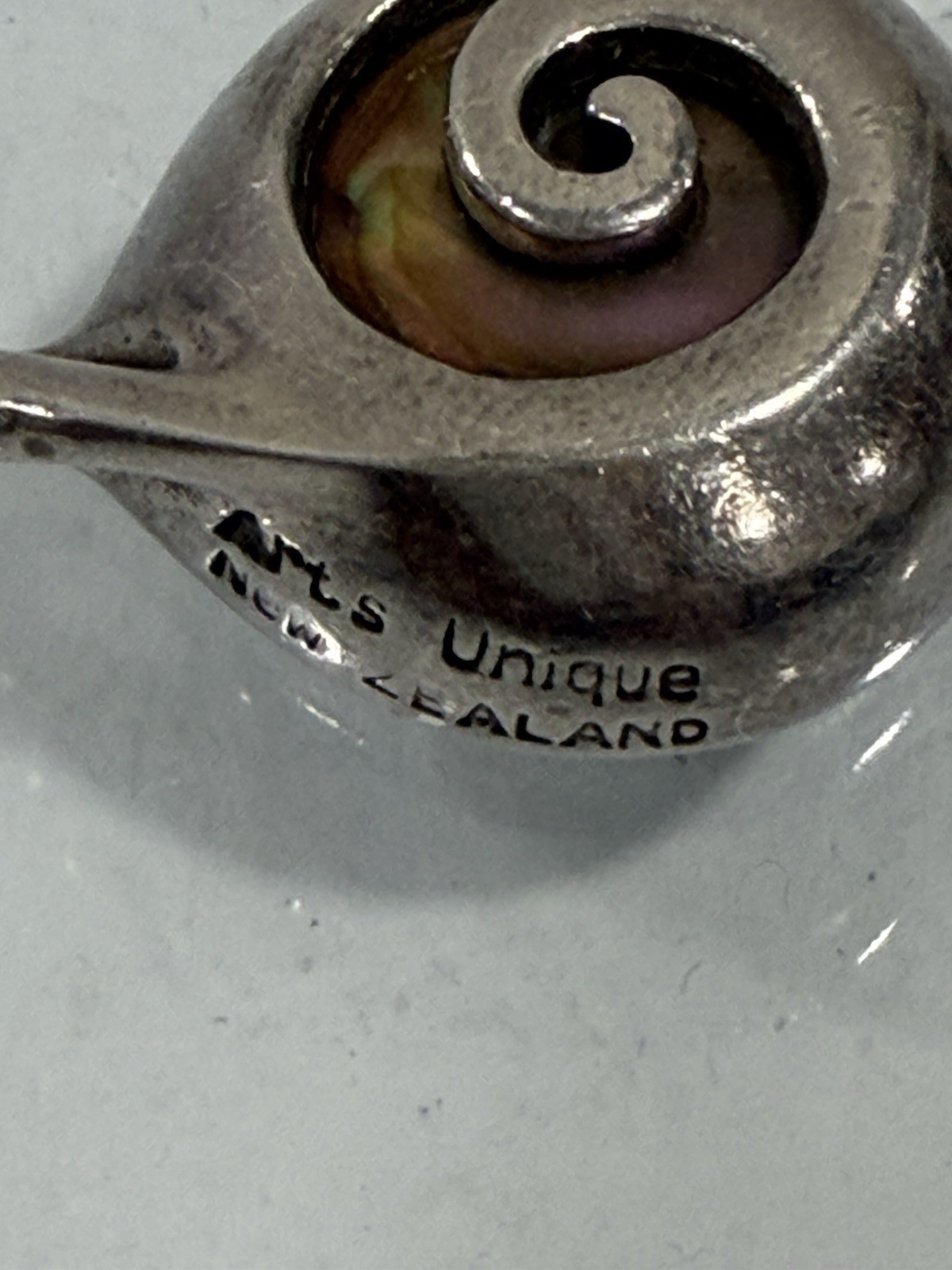 Vintage Sterling Silver Iridescent Abalone Paua Shell New Zealand Boho Pendant
