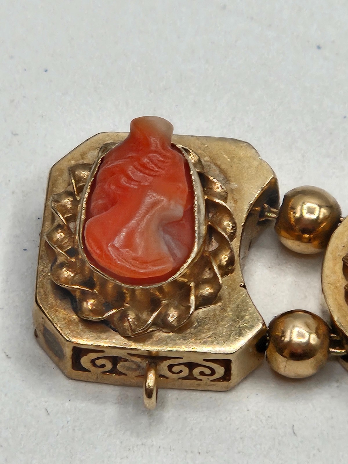Stunning 14k Yellow Gold Slide Charm Omega Gemstone Bracelet Watch