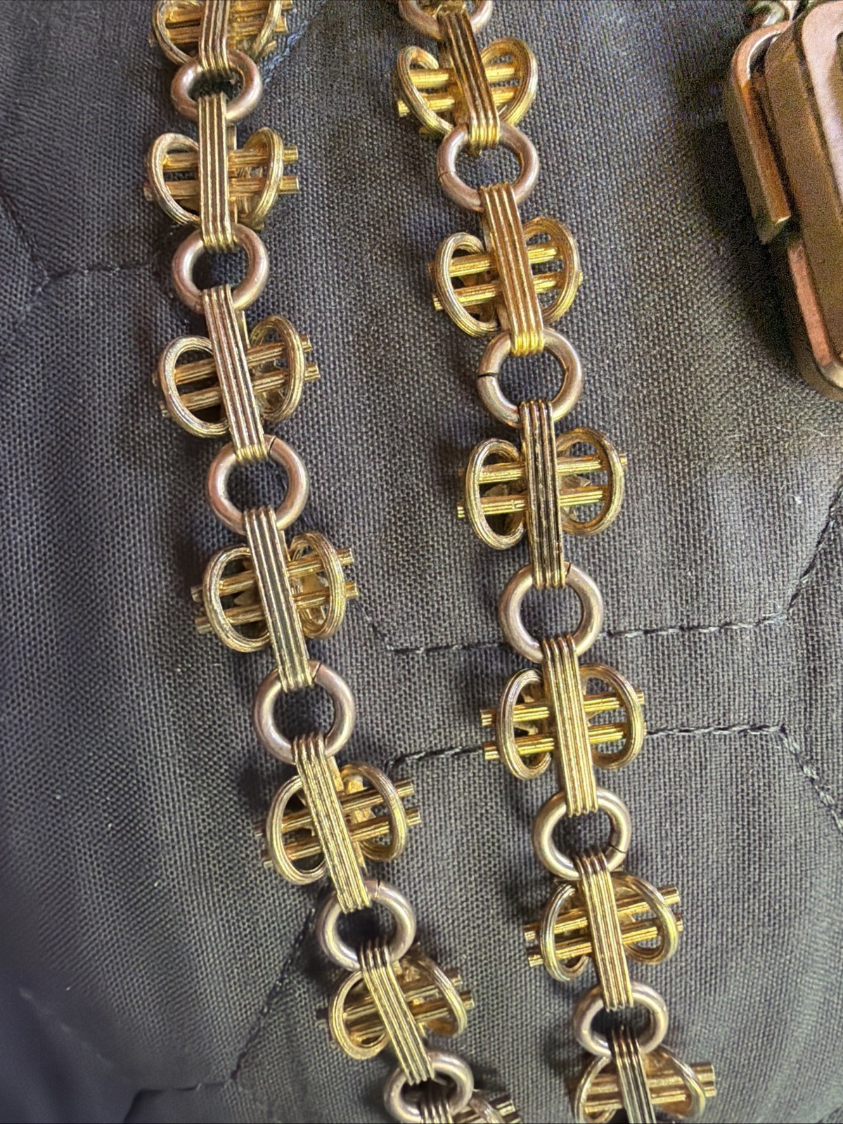 Victorian Lovely 59g Gold Fill Book Link Necklace GF Agate Bloodstone Locket Fob