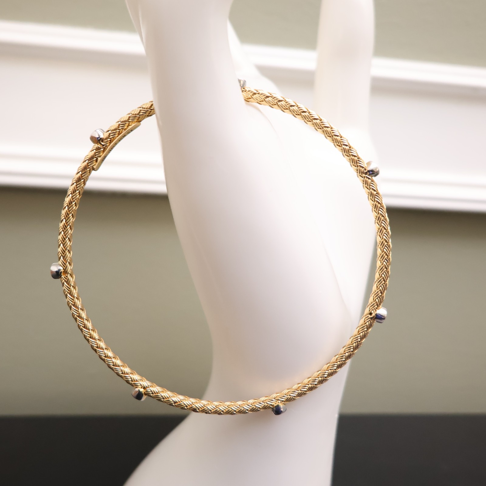 JCM Jewelry bracelet 18K yellow gold clad 925 sterling silver DMQ station 7.25in