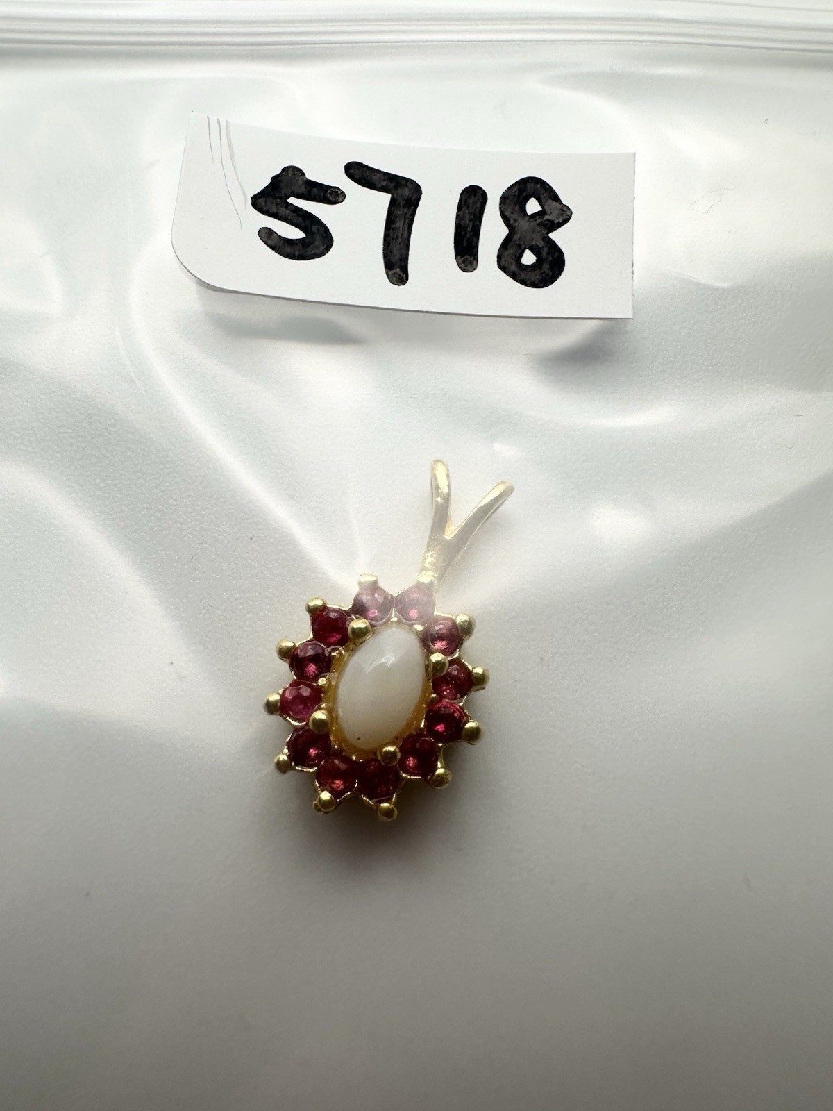 Vintage Pink Spinel Opal Pendant Gold Tone
