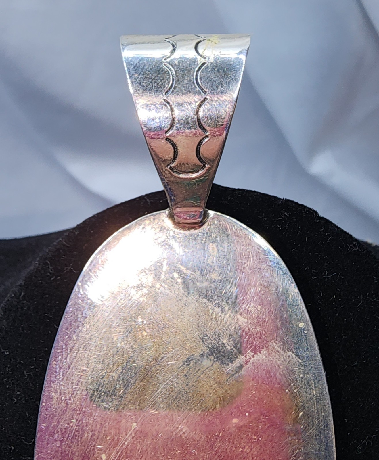 Vtg Sterling Silver Signed DRT Mother of Pearl Inlay shadow box style Pendant