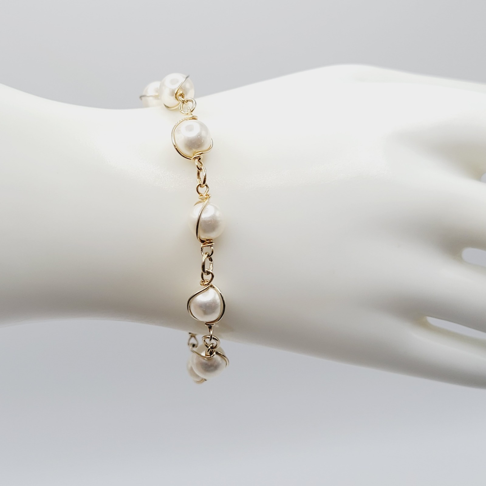 Sarah Coventry Faux Pearl Caged Style Bracelet 7.25 in Necklace 16 in Vtg Signed