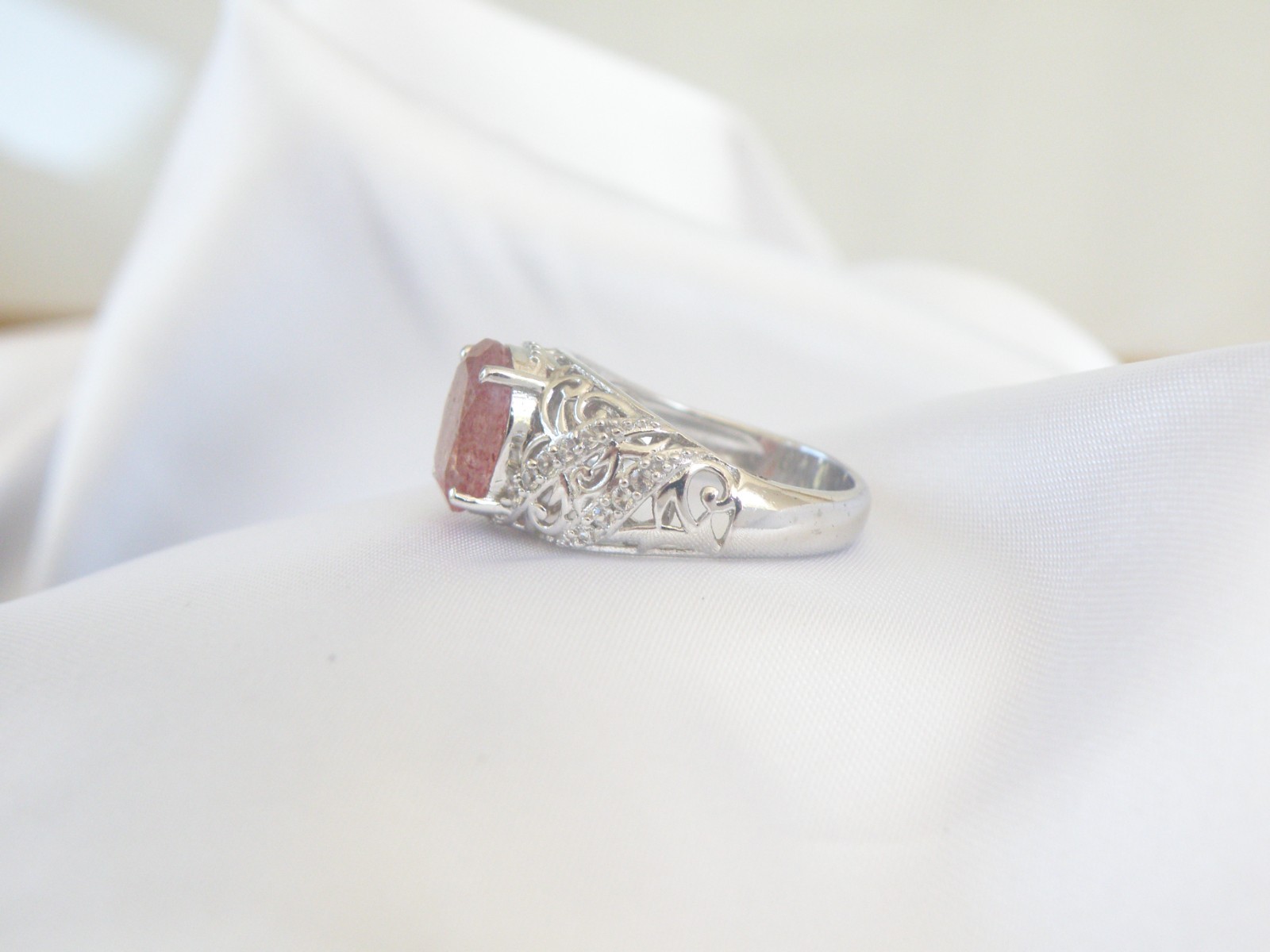 DJoy Sterling Silver 925 Pink Tanzanian Natronite Ring Size 7