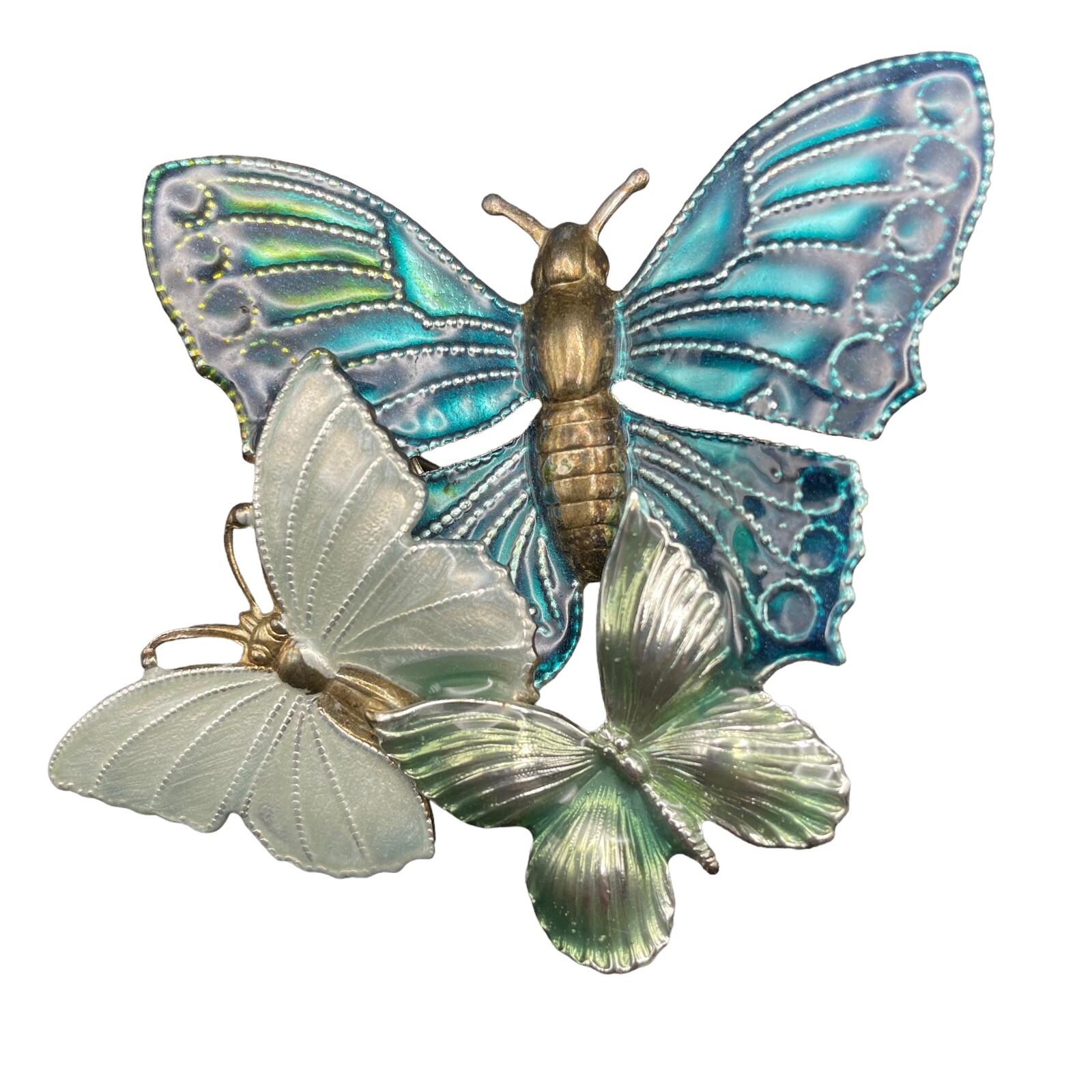 Butterfly Brooch Pin Enamel Over Metal Safety C Clasp
