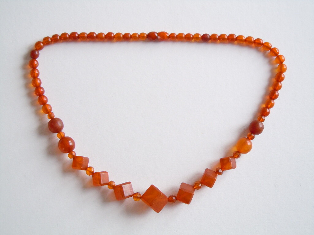 Art Deco Honey Natural Amber Necklace Collar Balls & Cubes 21.4 G/49.5 Cm