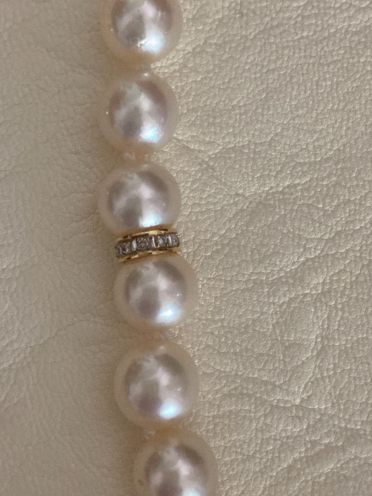 Vintage Diamond 14k Akoya Pearl Necklace 17.5”, 8-8.5mm