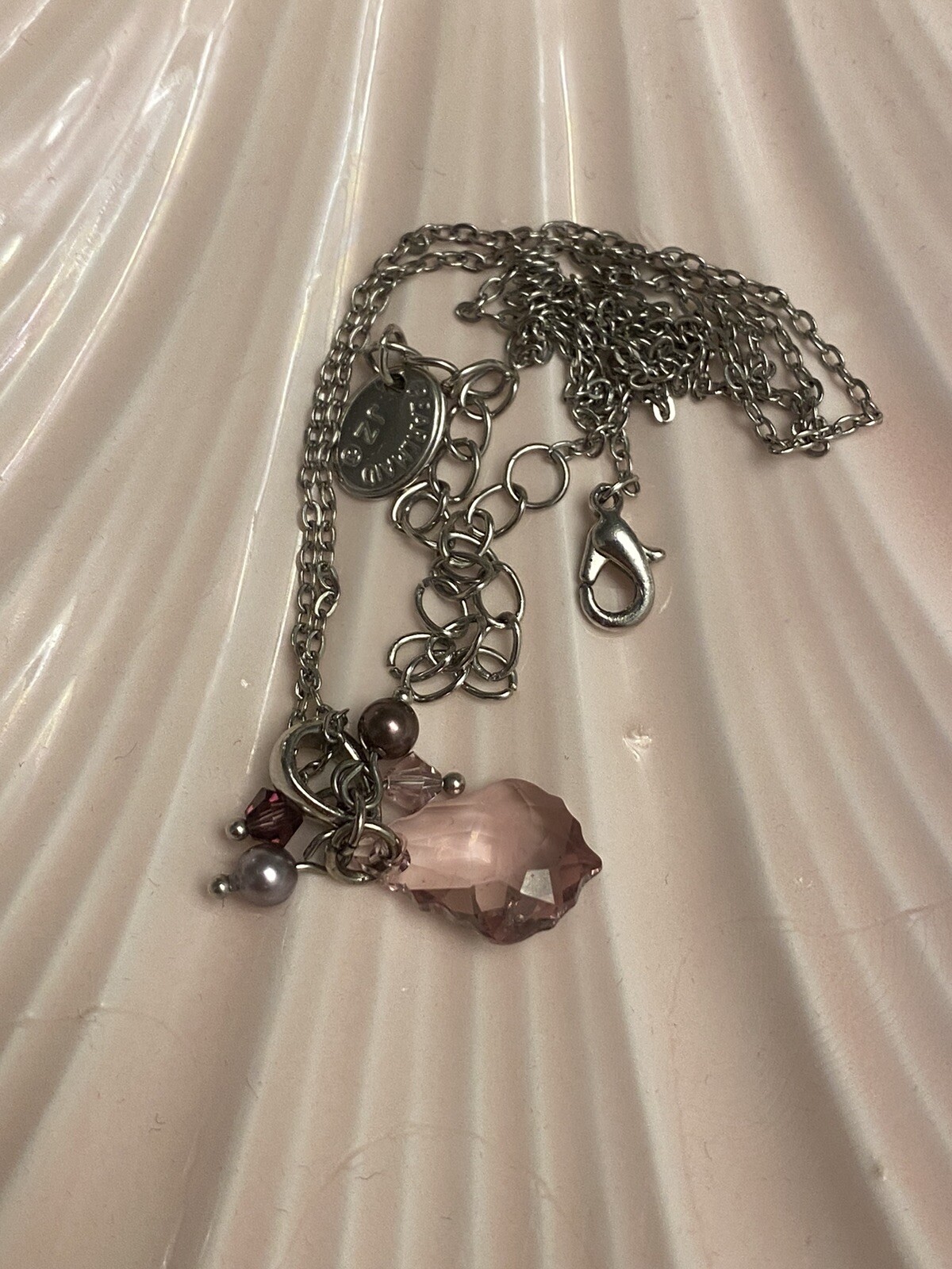 Vintage Pearlmaid JZ Lavender Austrian Crystal Pendant Necklace Purple Boho
