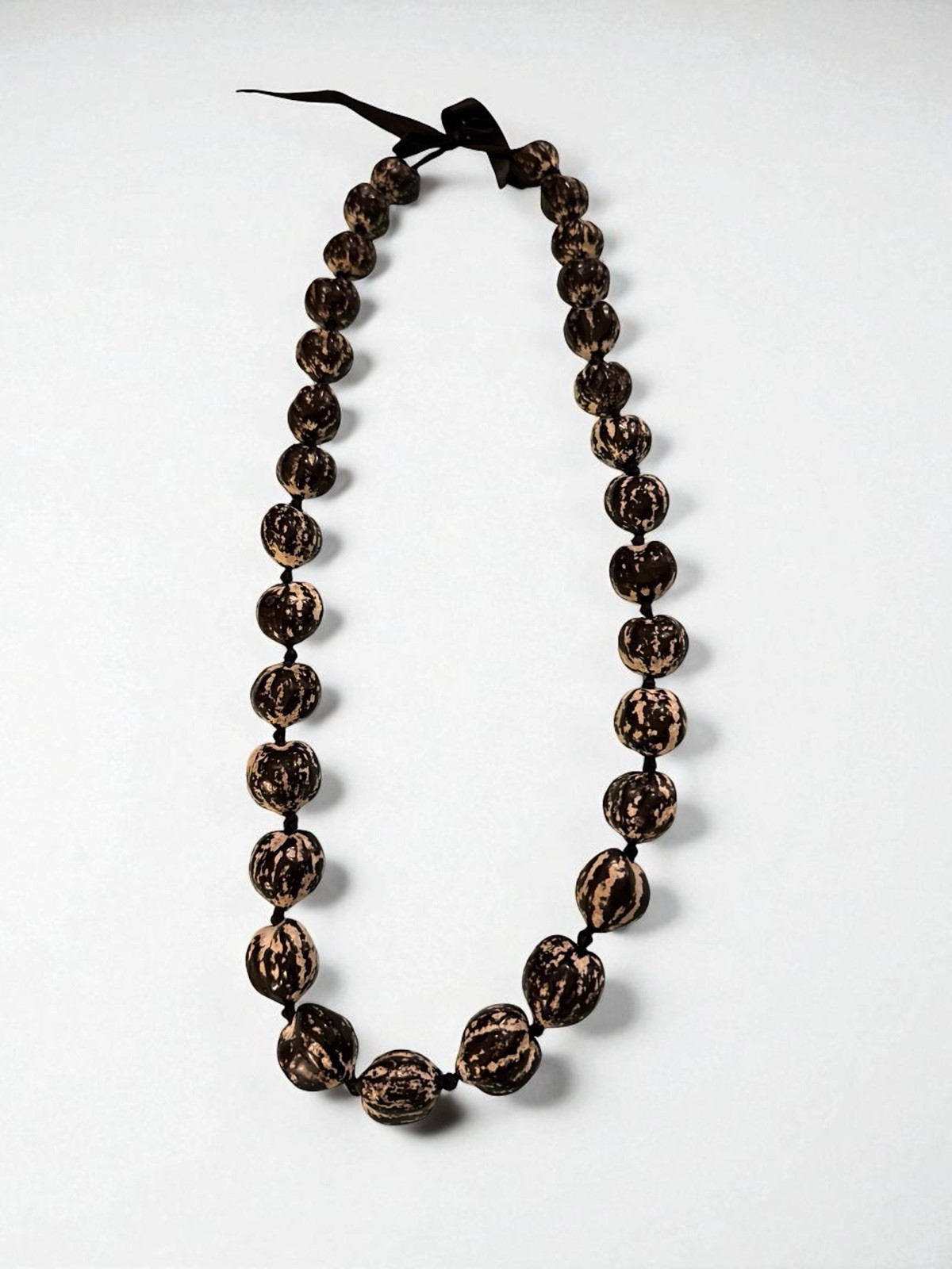Vintage Organic Tagua Nut Bead Necklace Earthy Boho Statement Jewelry