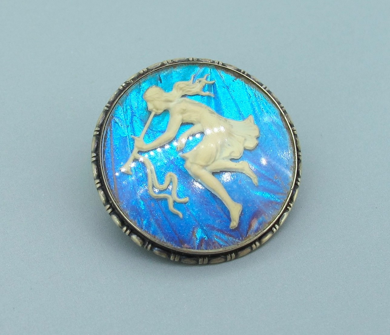 Vintage England Sterling Silver Butterfly Wing Sulphide Nymph Brooch