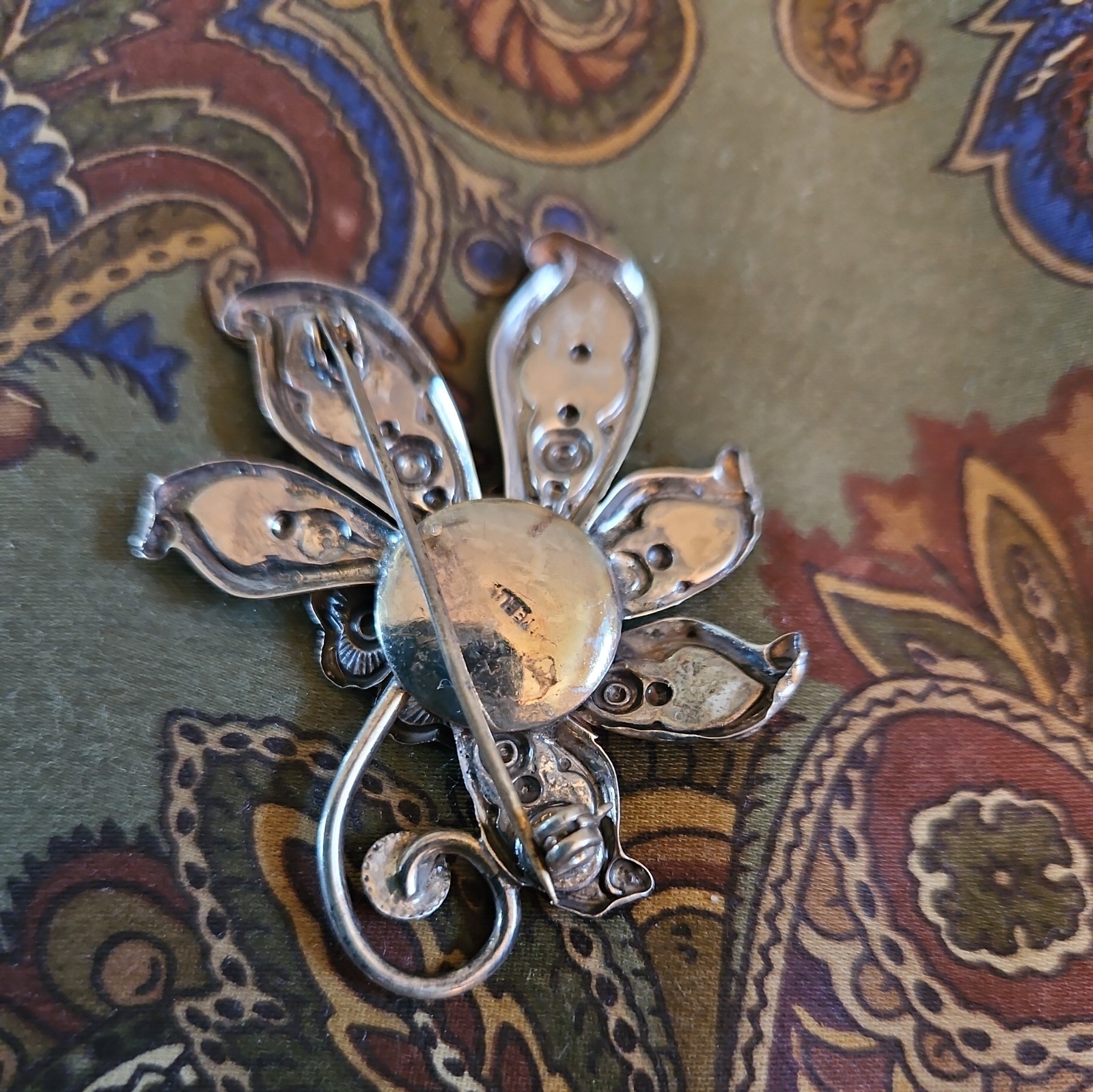 Cannetille 925 Sterling silver Brooch,1800s StunningAntique Floral Spray Pin