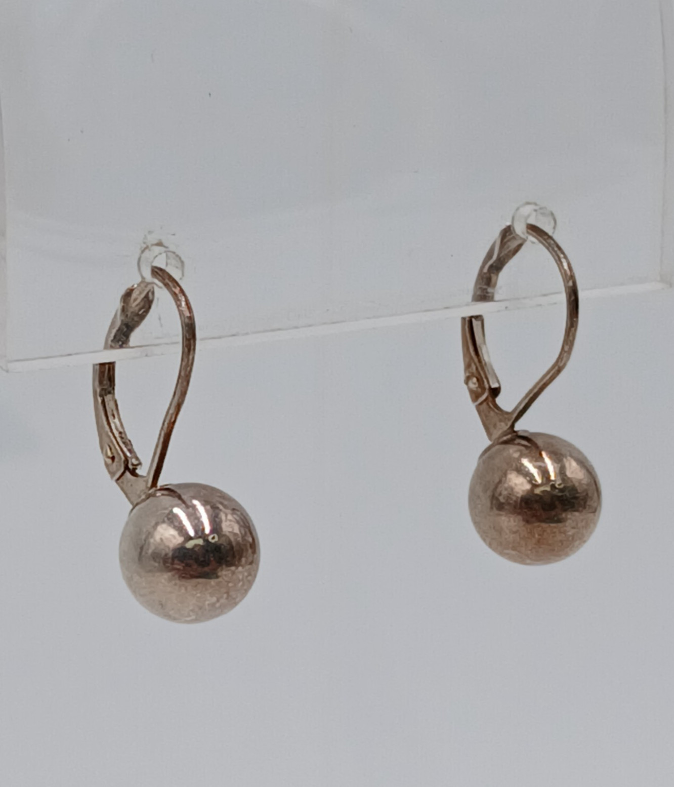 VTG 925 Ball Drop 8mm Earrings Sterling Silver 1.87g Lever Back Polished Dangle