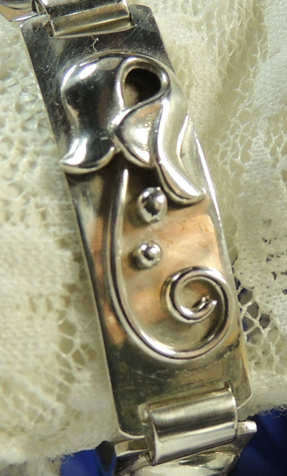 Vintage Beau 5 link Sterling Silver 0.925 7 1/4″ x 1/2 Bracelet w hook closure