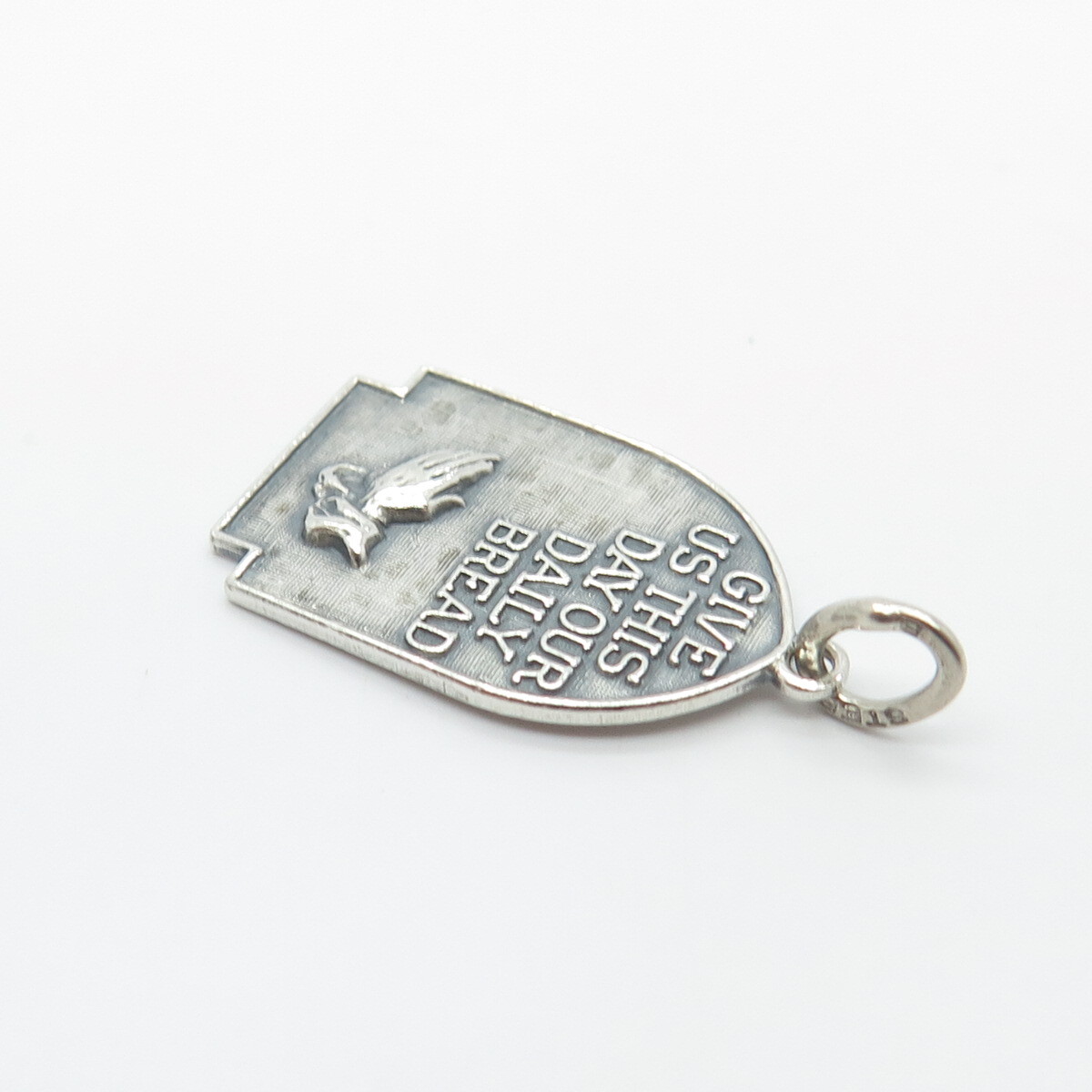 925 Sterling Silver Vintage Beau “Give Us This Day Our Daily Bread” Pendant