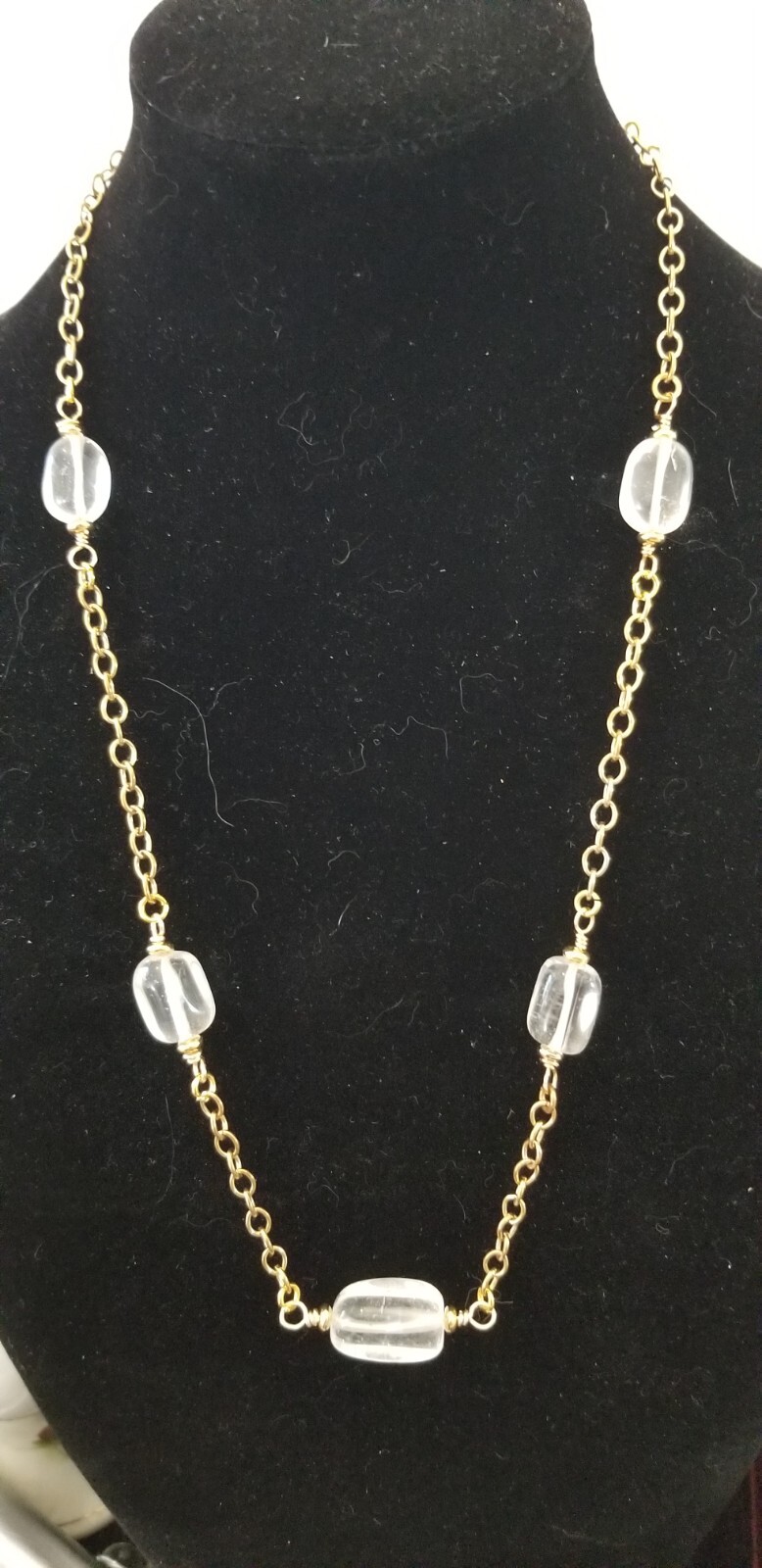 Vtg elements Victorian Lozenge Rock Crystal Pool Of light Style Necklace Springr