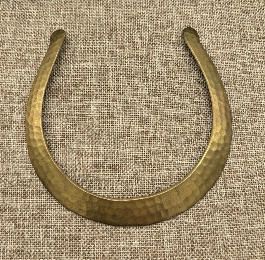 Vintage Hammered Brass Collar Necklace Choker 70’s Boho Brutalist (N) NOTE