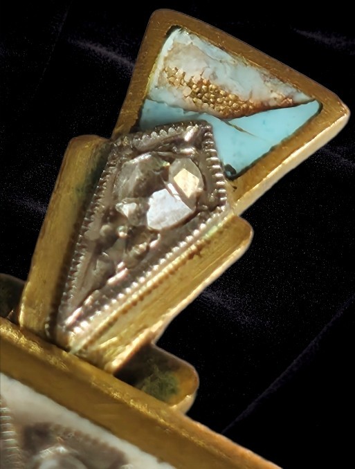 Antique 18K Gold Black Madonna Pendant Rose Cut Diamond Enamel Religious c1900