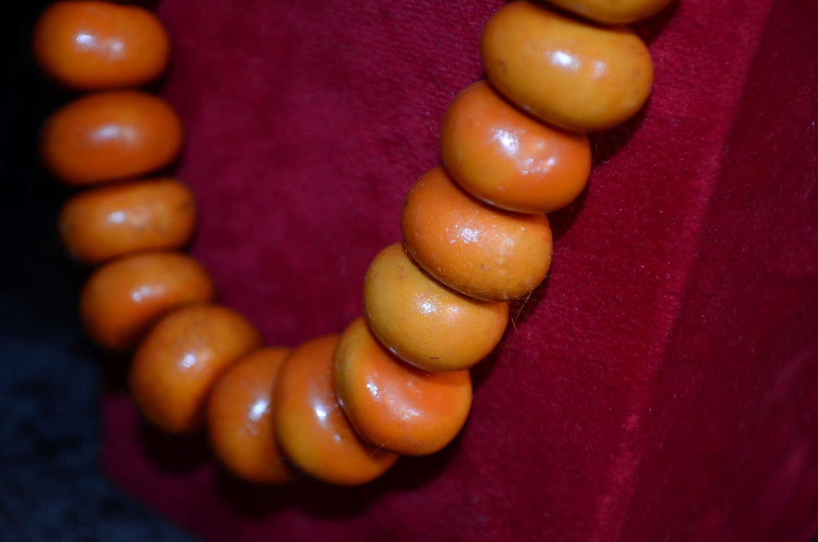VTG Moroccan Necklace Coral Orange Berber Pendant Amber Handmade Beads African