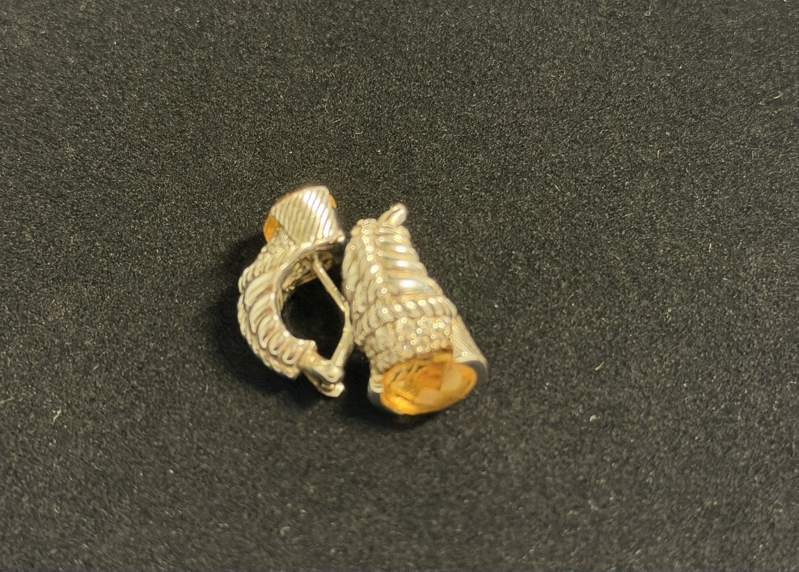 Judith Ripka Sterling Silver Earrings for Pierced Ears w/ Citrine & CZ Stone