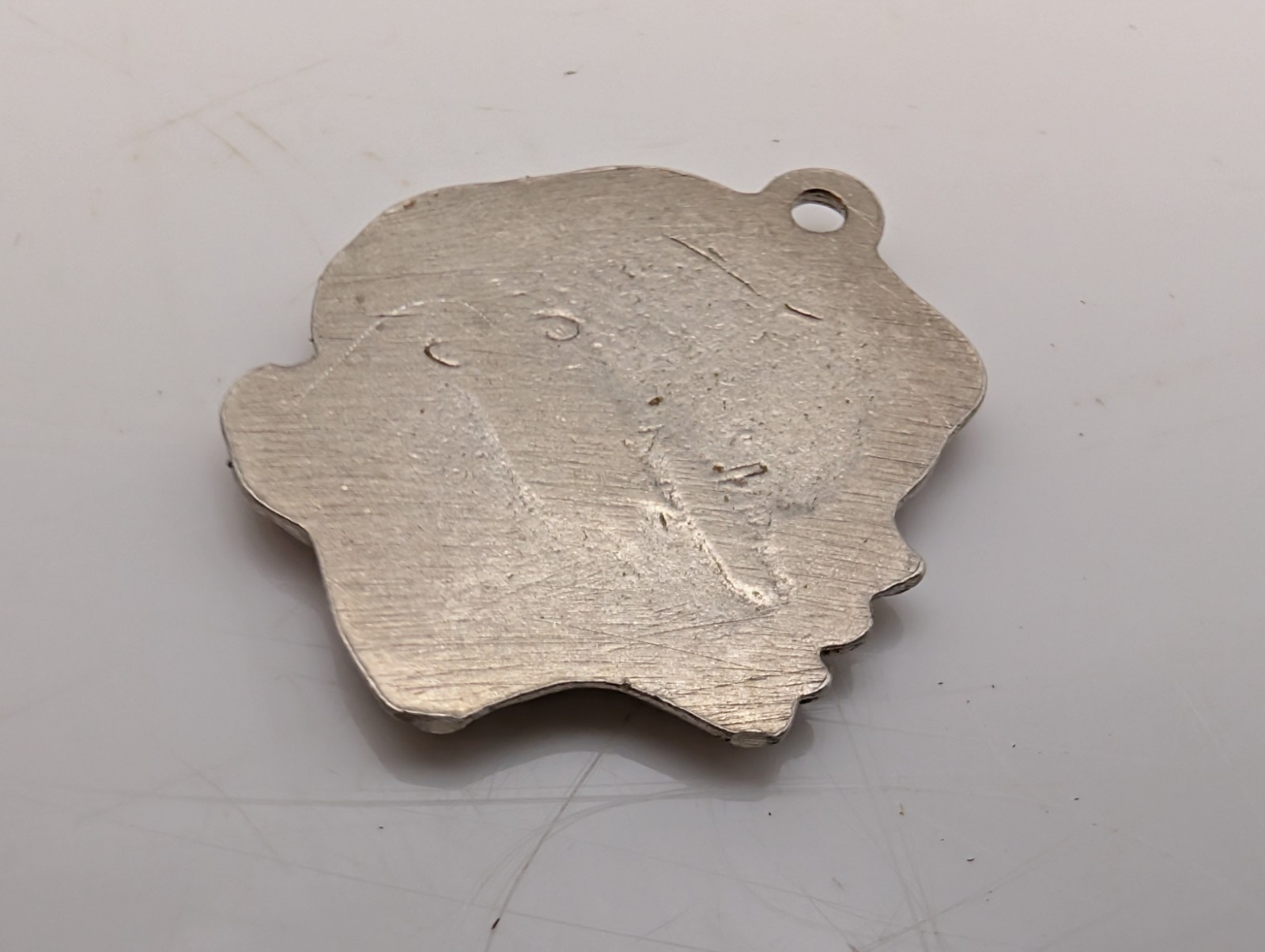 Vintage Silver Art Nouveau Portrait Charm 18mm Young Woman Profile, Hair Relief