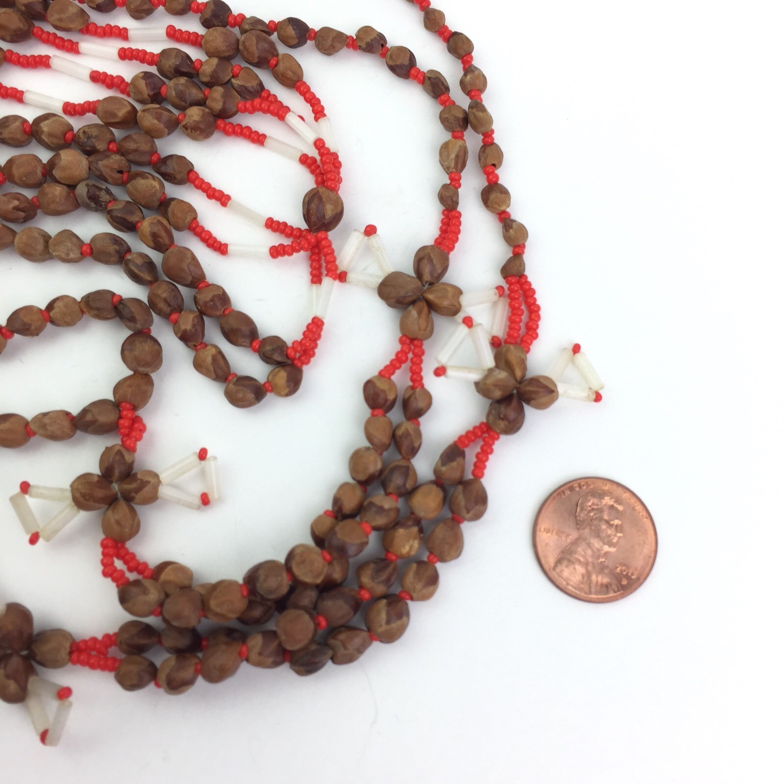 Vintage Seed Bead Y Drop Necklace Tassel Fringe Ethnic Tribal Boho Layering 40″