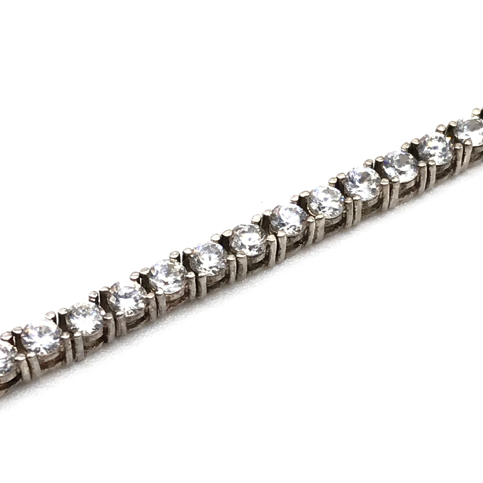 925 Sterling Silver Signed DBJ Vintage Clear CZ Tennis Bracelet 7.25″