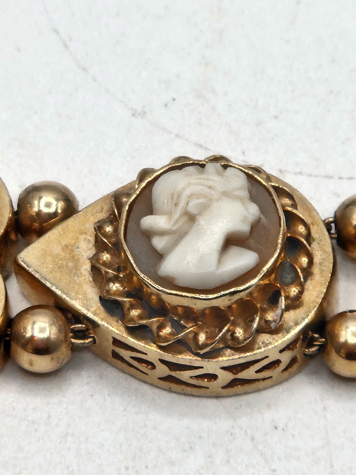 Stunning 14k Yellow Gold Slide Charm Omega Gemstone Bracelet Watch