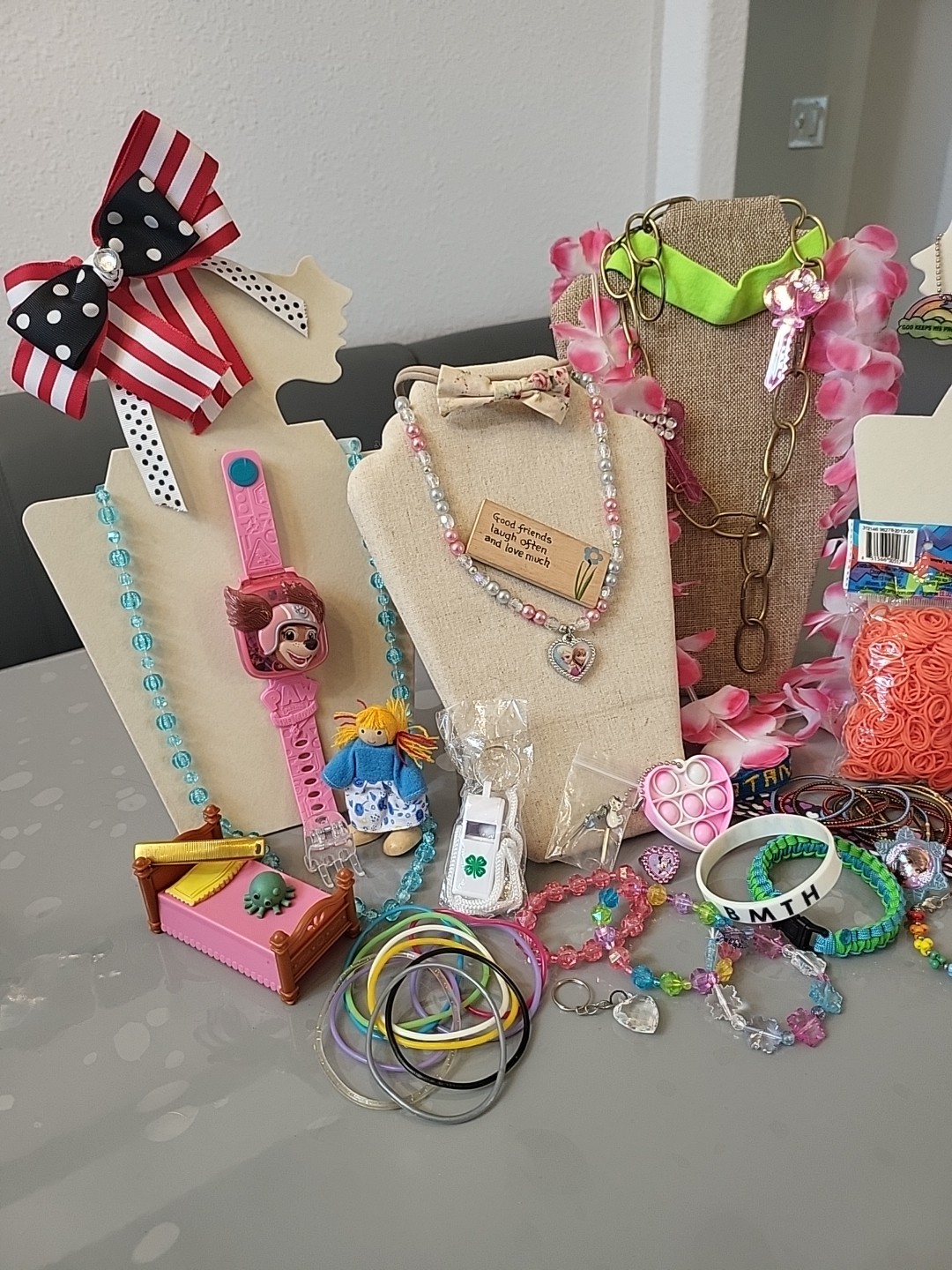 Costume Jewelry Lot 90 Pc + Girls Dress Up Box Collectibles, Hair Pcs And MoreG1