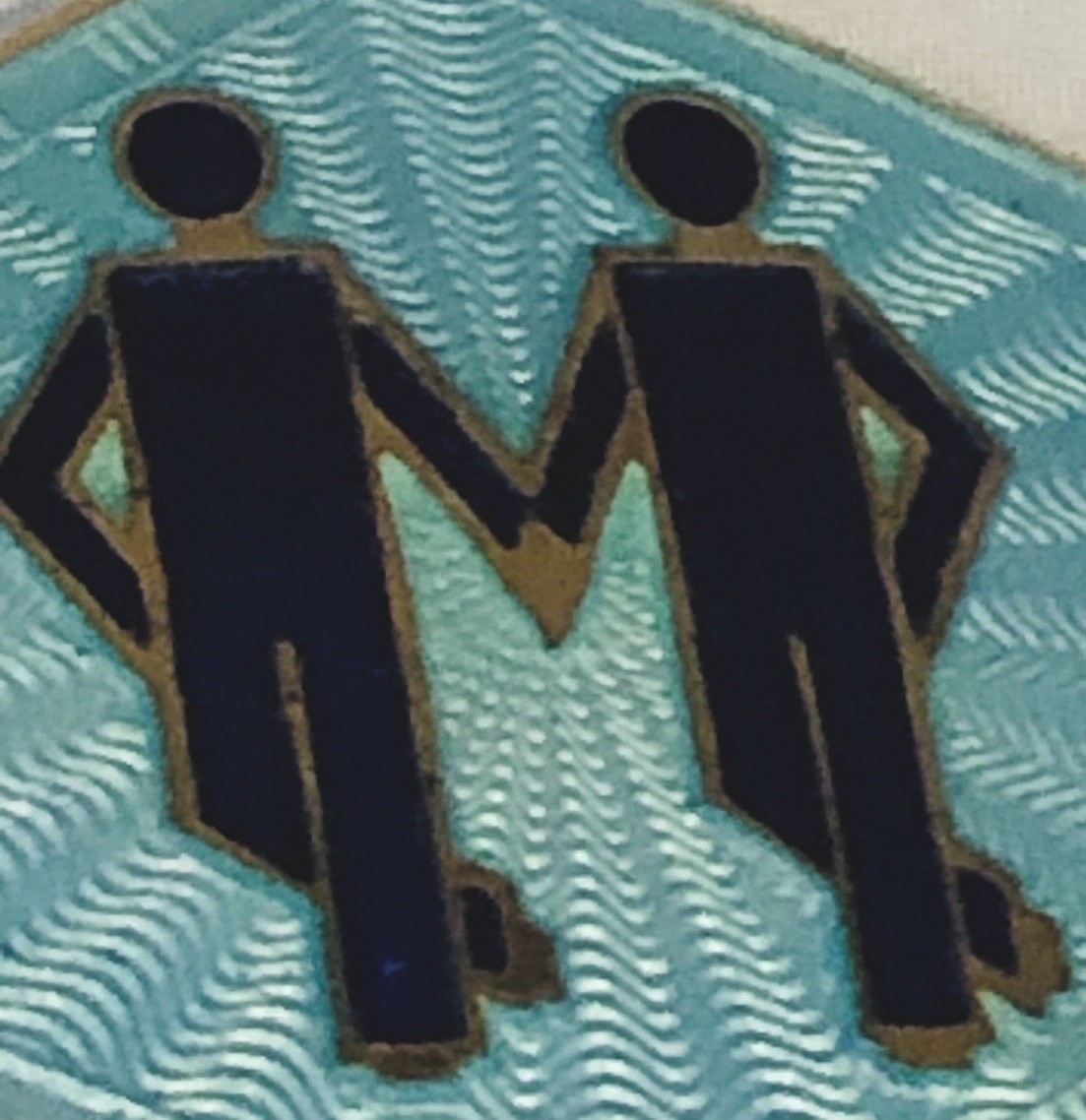 MCM DAVID ANDERSEN Sterling Blue Guilloche Charm GEMINI Twins May Birthday 4 Gr.