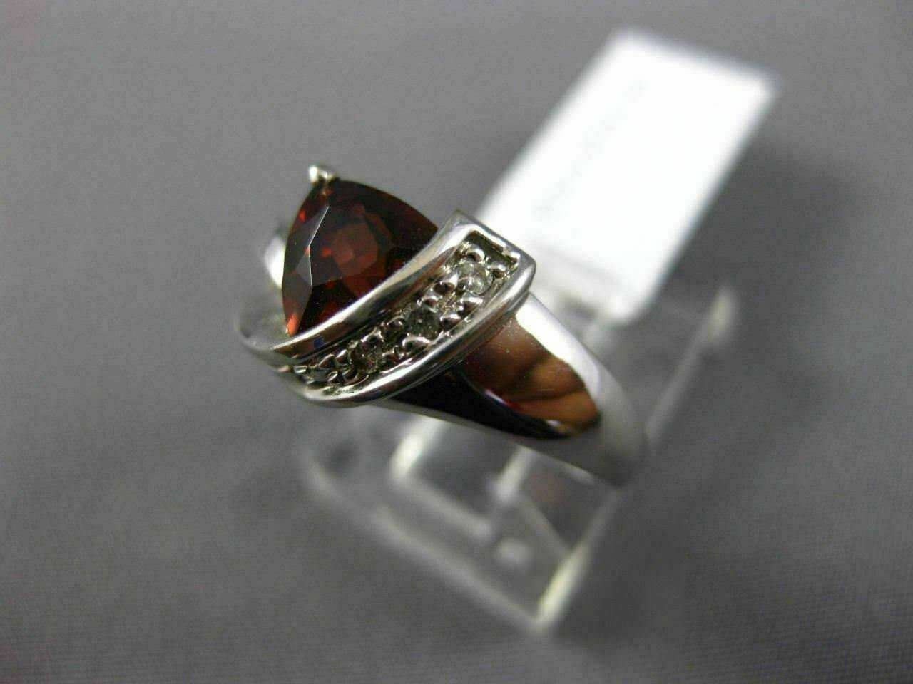 ESTATE 1.53CT DIAMOND & AAA TRILLION CUT GARNET 14KT WHITE GOLD 3D LOVE FUN RING