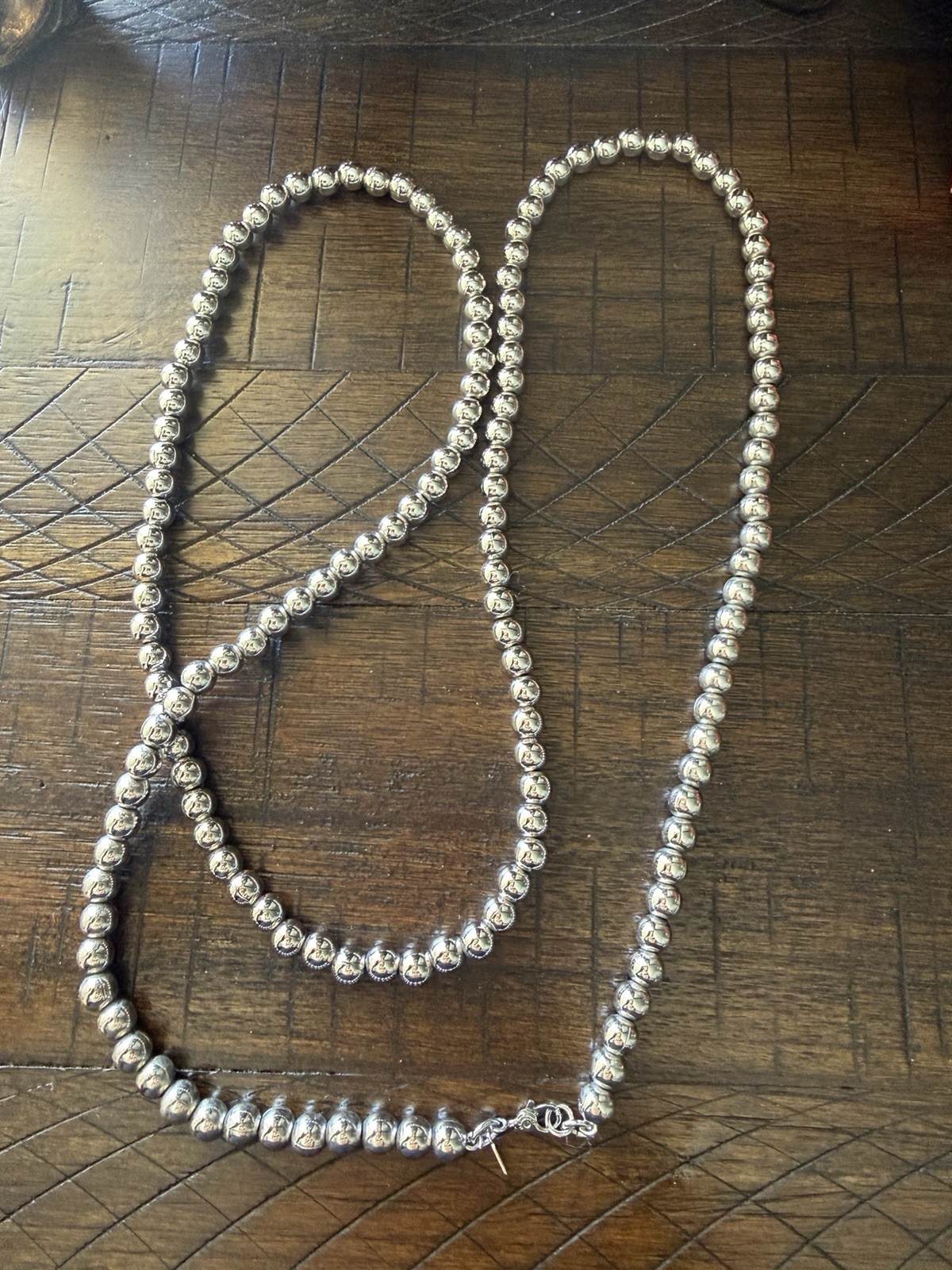 VTG Monet Slver Tone Beads 36’L Necklace