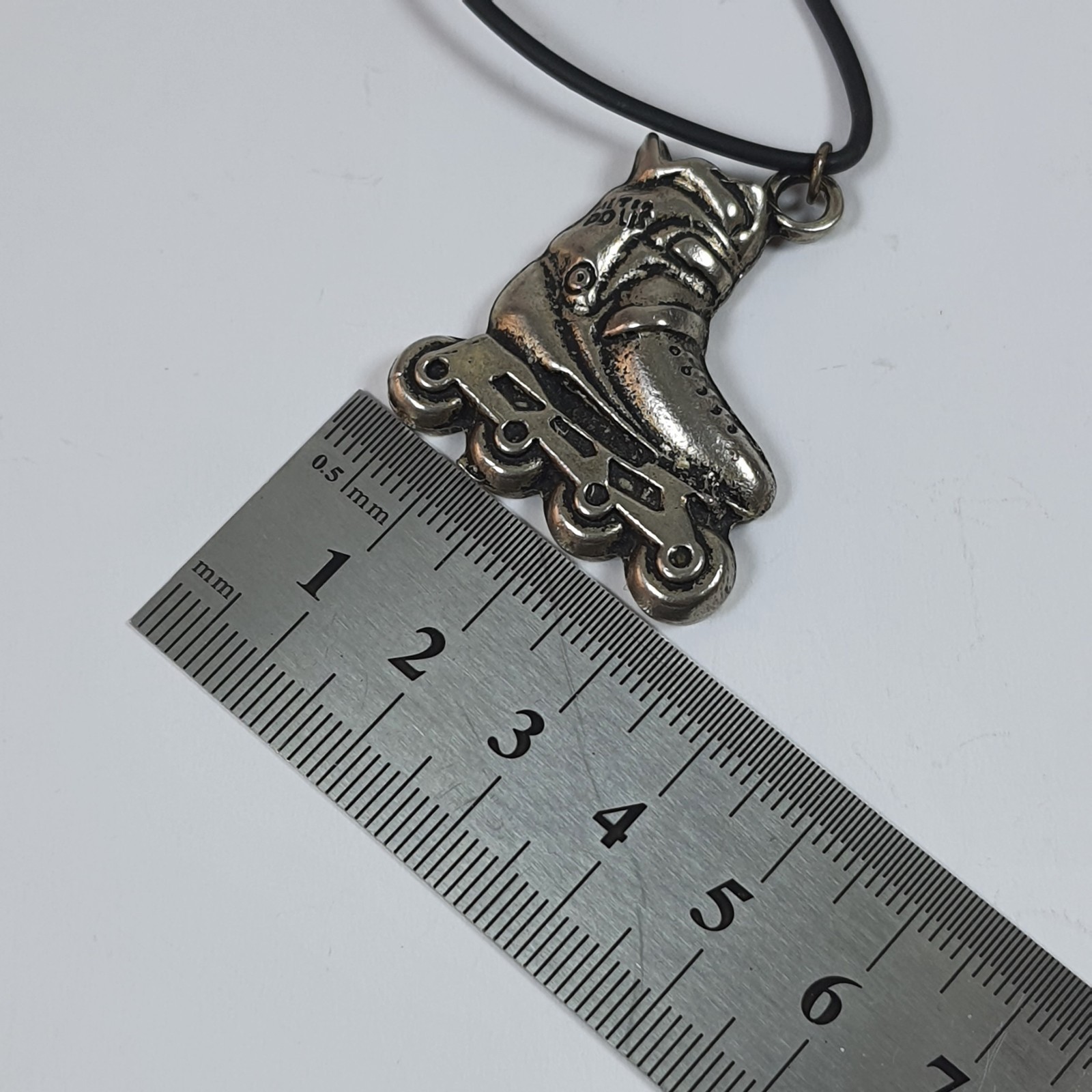 Unique Antique Style Signed Roller Blade Skate Charm Necklace Goth Grunge Jewelr