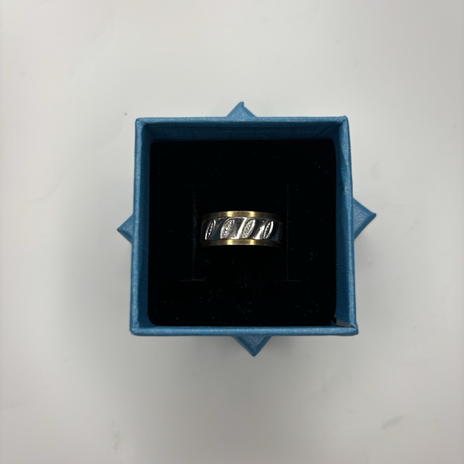 Vintage Clark Coombs 10K GF Sterling Silver Textured Two Tone Band Ring 7