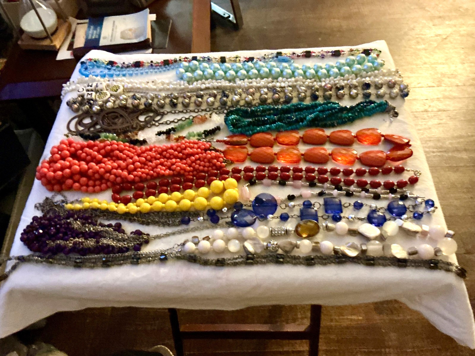 18 piece extra large colorful necklace lot some are vintage