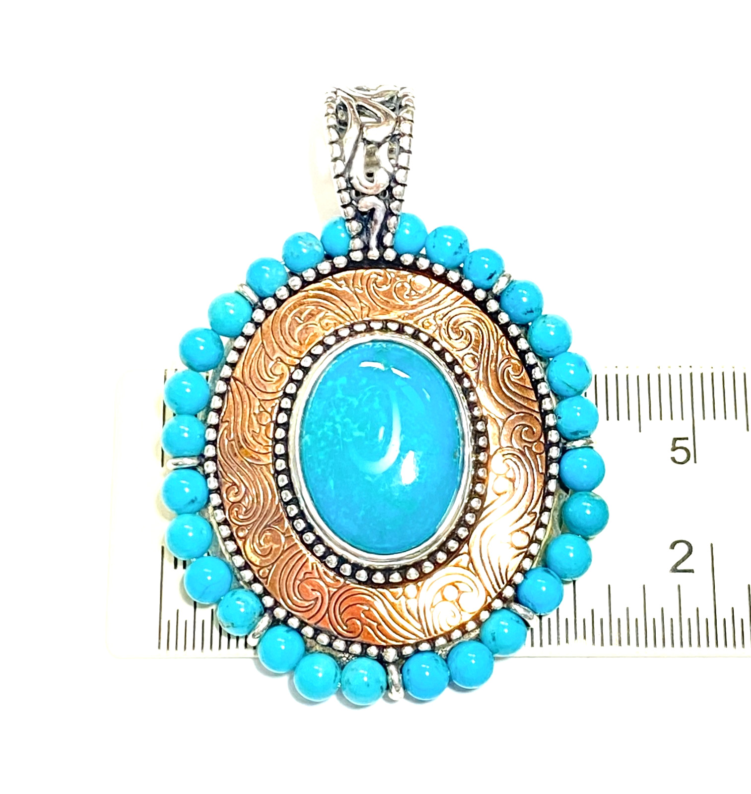 Vintage Sterling, Copper & Turquoise Carolyn Pollack “American West” Pendant