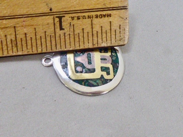 Taxco Mosaic Sterling Silver Aztec Mask, Mixed Metal Inlay SIGNED METALE CASADOS