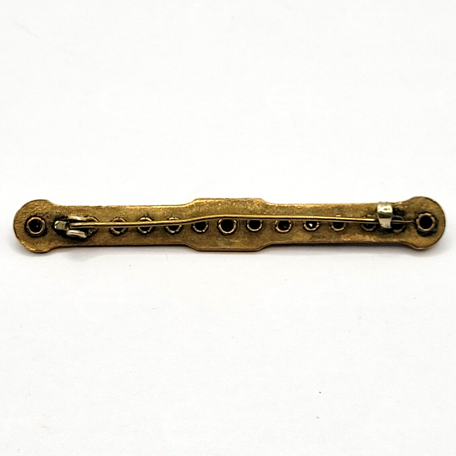 Edwardian Gold Plated with Rhinestones Brooch Bar Pin Circa 1920s