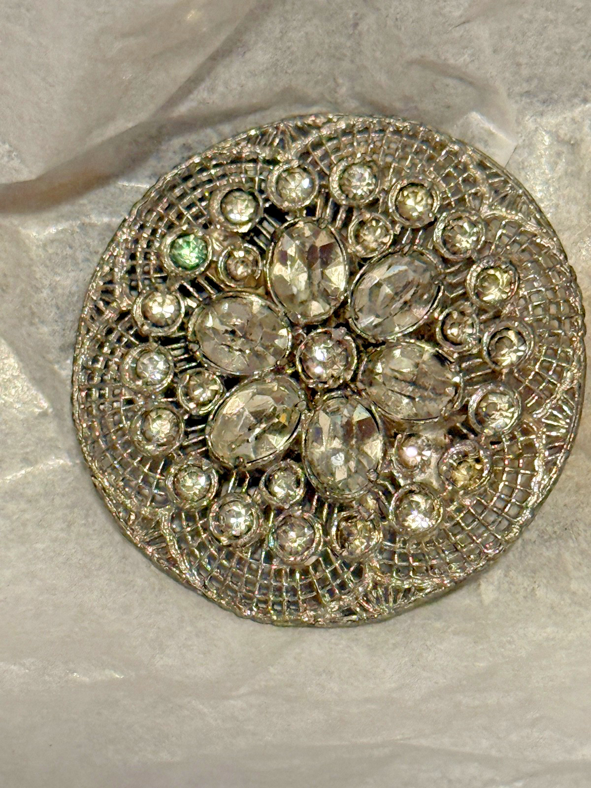 Vintage Filigree Silver Flower Brooch 1 3/4 size with safety clasp